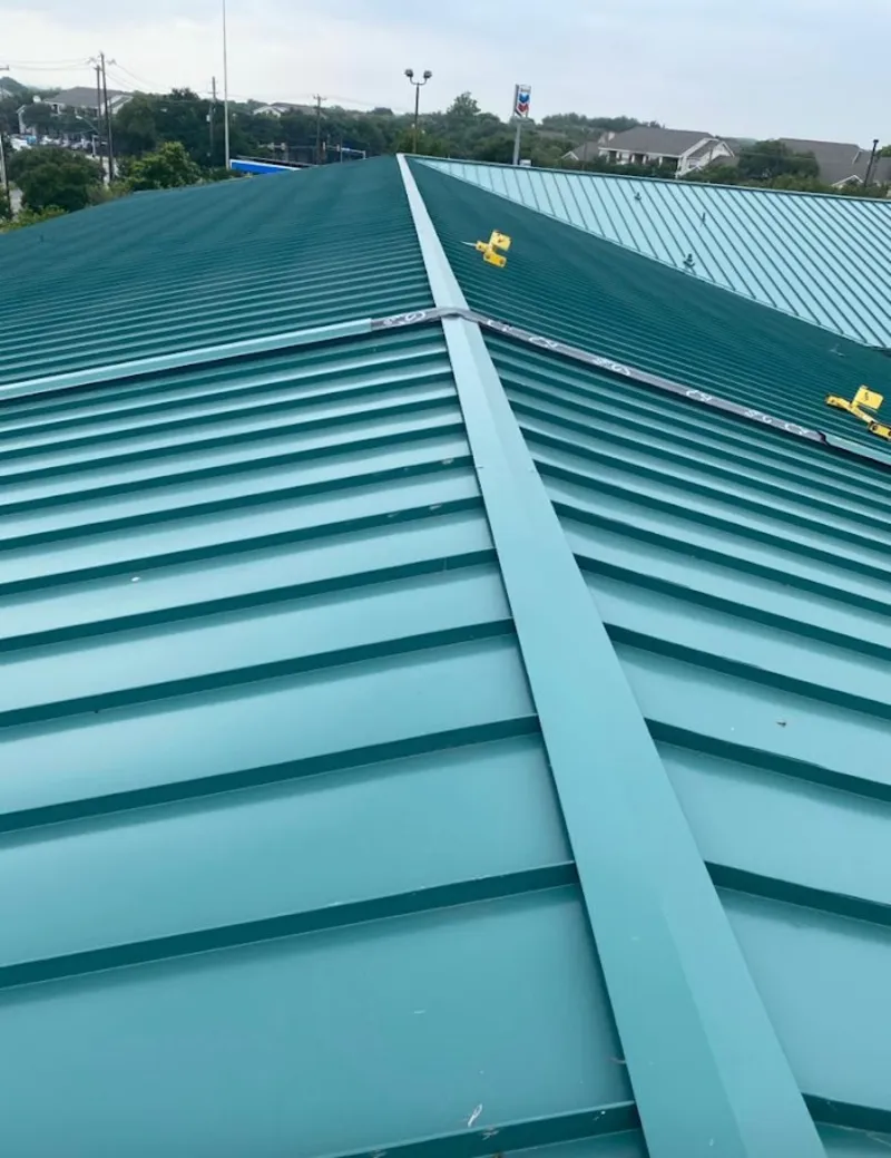 Green commercial metal roof ridge and valley for Metal Roof Repair in Sandston